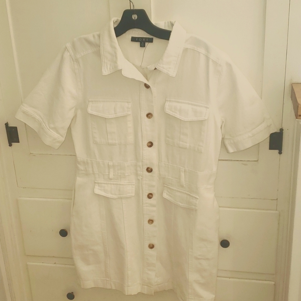 White Denim Shirt Dress